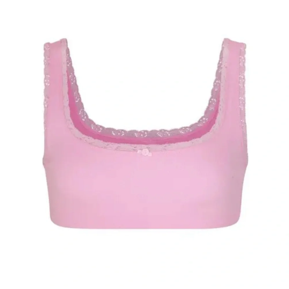 🌸RARE SKIMS LACE POINTELLE SCOOP NECK BRALETTE IN BUBBLEGUM 2X - Picture 4 of 6